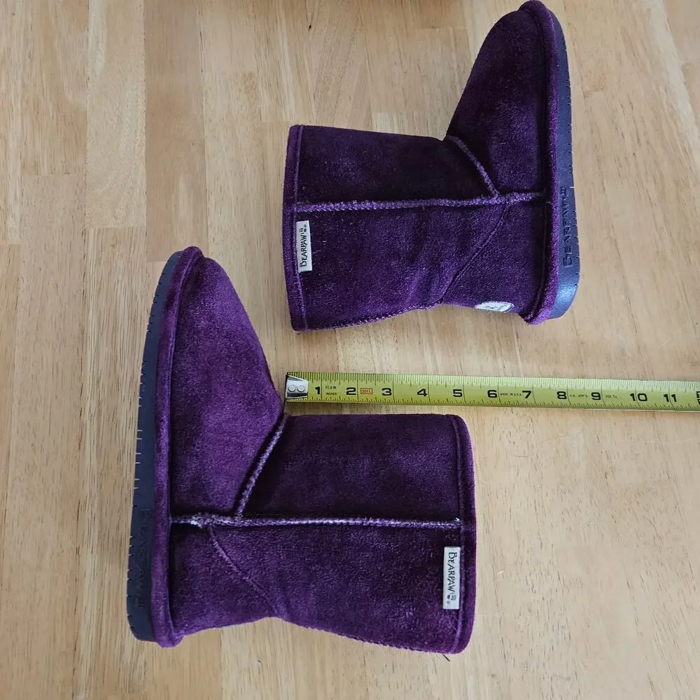 Bearpaw Emma Youth Short Boots Plum sz 3 M EUC